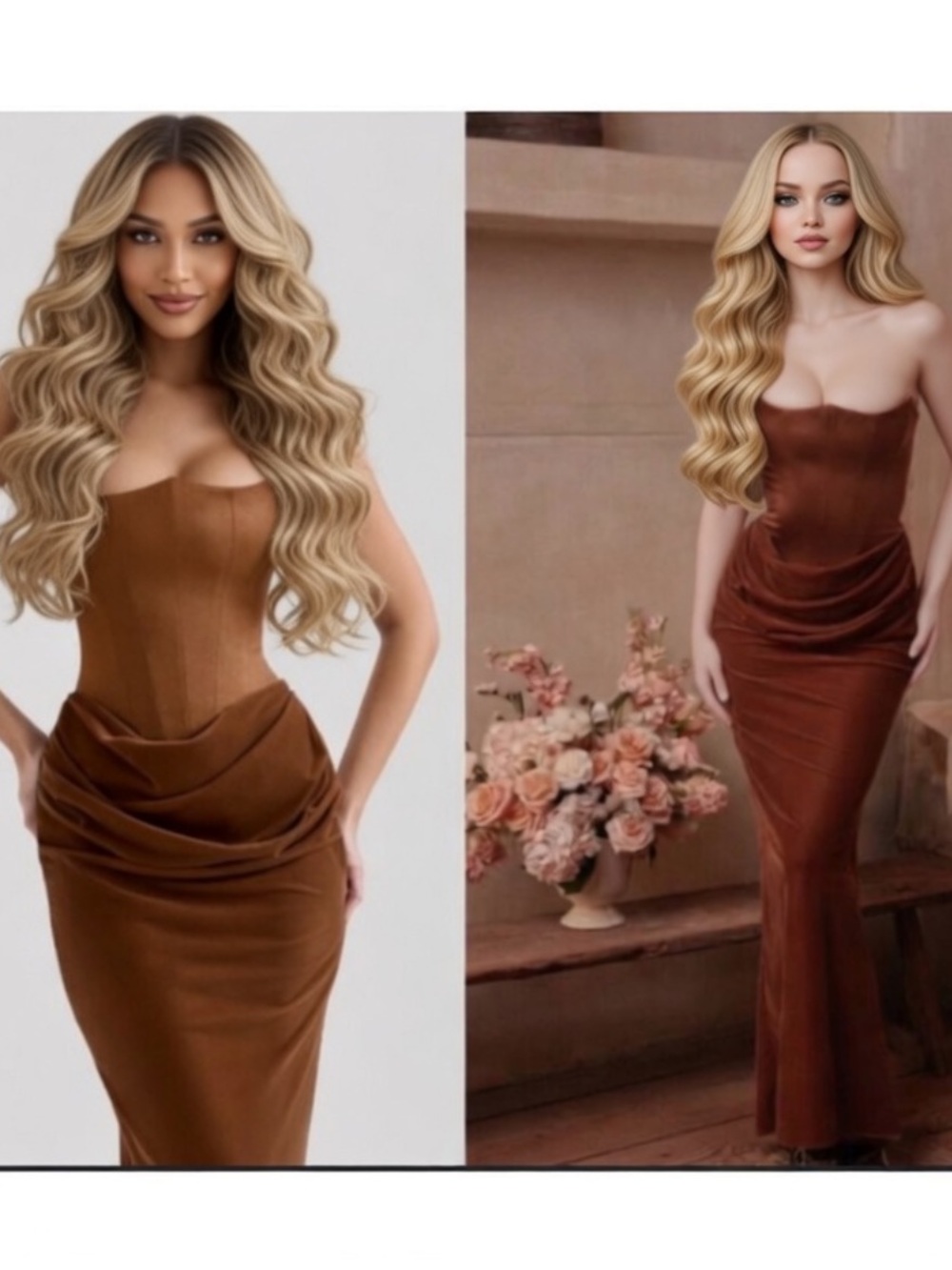House of CB ‘Persephone' Toffee Velvet Corset Maxi Dress XSmall US2-4 $329
